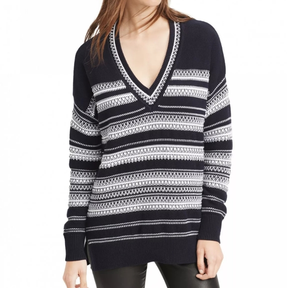 Vince. Oversized V-Neck Striped Sweater Size XS - Picture 3 of 13